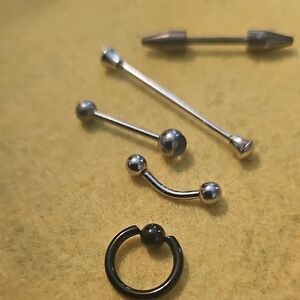 Silver and Black Body Jewelry Set